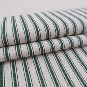 Tela de tapicería para sillas, color verde pino, con rayas finas, cortada a medida, estilo campestre francés, ideal para decoración del hogar. Tela vintage con rayas finas para debajo de los gabinetes. imagen 7