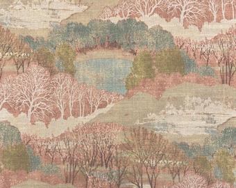 Tela con paisaje escénico rosa neutro cortada a medida en tono visón, textil para decoración del hogar, para cortinas, almohadas, costura, manualidades, diseño de interiores