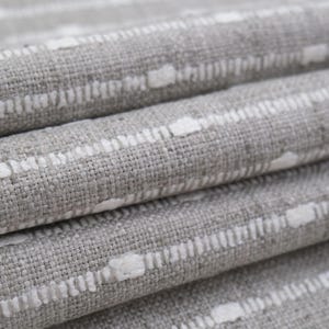 Greige Striped Fabric Woven Texture Chunky Creamy Grey Slubby Hobnail Stripe Weave Pattern Modern Home Upholstery Drapery Warm Gray Material image 2