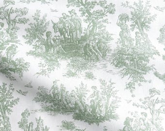 Cotton Toile Print Fabric by Yard Toile de Jouy Bedding Quilting Scenic Floral French Fabric for Sewing Cafe Curtain Historical Print Fabric