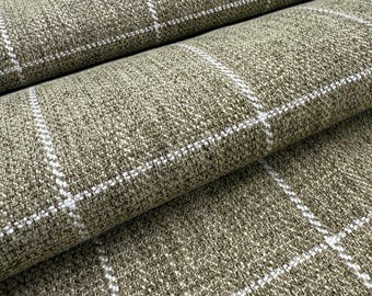 Sage Green Windowpane Upholstery Fabric Check Design Textile Summer Home Drapery Guest Bedroom Refresh Curtain Soft Green Chenille Yardage