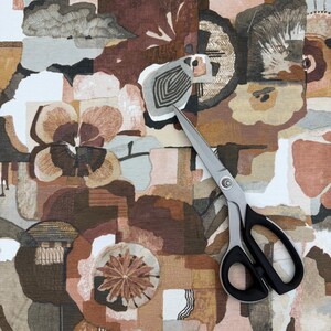 Terracotta Upholstery Fabric Designer Mid Century Modern Textile Abstract Floral Home Decor Accent Chenille MCM Geometric Architecture Style image 6