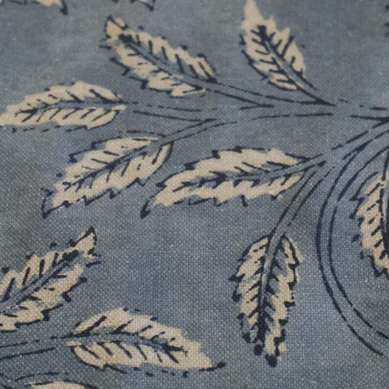 Organic Modern Fabric Neutral Foliage Print Designer Drapery Yardage Botanical Pattern Home Decor Linen Dark Charcoal Curtain Panel Fabric image 4