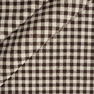 Tissu vichy marron chaud à carreaux tissu de cuisine rustique look vintage d'ameublement en coton style campagnard jeté de coussin tissu à coudre