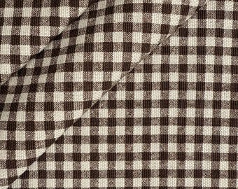 Warm Brown Gingham Check Fabric Rustic Kitchen Fabric Vintage Look Upholstery Cotton Material Country Style Pillow Throw Sewing Fabric