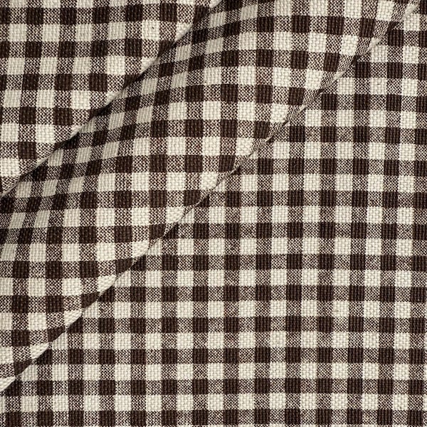Warm Brown Gingham Check Fabric Rustic Kitchen Fabric Vintage Look Upholstery Cotton Material Country Style Pillow Throw Sewing Fabric