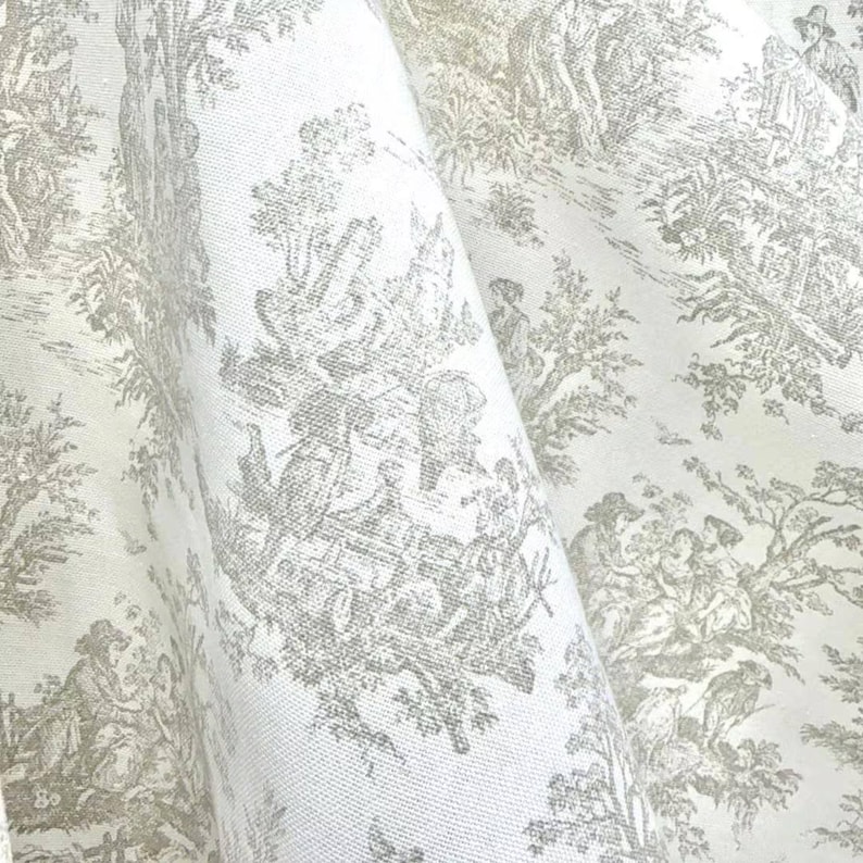 Cotton Toile Print Fabric by Yard Toile de Jouy Bedding Quilting Scenic Floral French Fabric for Sewing Cafe Curtain Historical Print Fabric Oatmeal