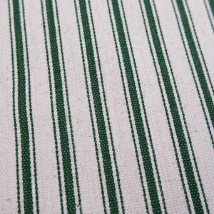 Tela de tapicería para sillas, color verde pino, con rayas finas, cortada a medida, estilo campestre francés, ideal para decoración del hogar. Tela vintage con rayas finas para debajo de los gabinetes. imagen 6