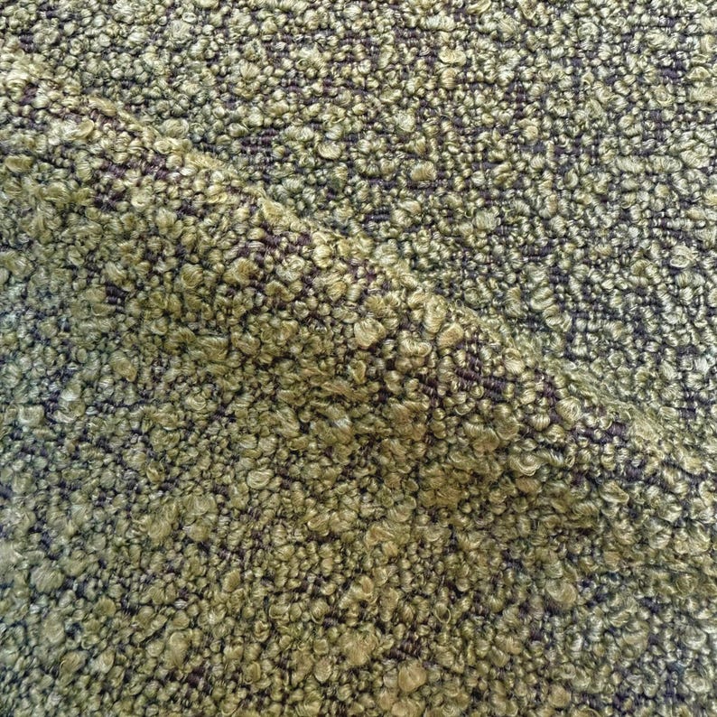 Boucle Fabric Moss Upholstery Textile Olive Nubbly Textured Green Chunky Bench Furnishing Material High Performance Upholstery Yardage Green image 2