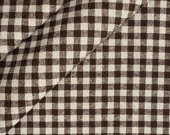 Warm Brown Gingham Check Fabric Rustic Kitchen Fabric Vintage Look Upholstery Cotton Material Country Style Pillow Throw Sewing Fabric