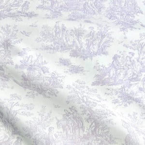 lavender Cotton Toile Print Fabric by Yard Toile de Jouy Bedding Quilting Scenic Floral French Fabric for Sewing Cafe Curtain Historical Print Fabric orquid lilac