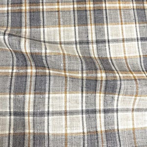 Charcoal Gold Plaid Fabric Yardage Masculine Scottish Plaid Light Grey Country Farmhouse Decor Tartan Fabric Sectional Sofa Pillow Textile