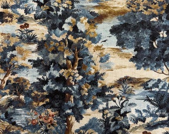 Tela Blue Forest cortada a medida, estilo mural, obra de arte textil, material decorativo para interiores, cortinas, paneles de ventanas, visillos, diseño de interiores, decoración del hogar