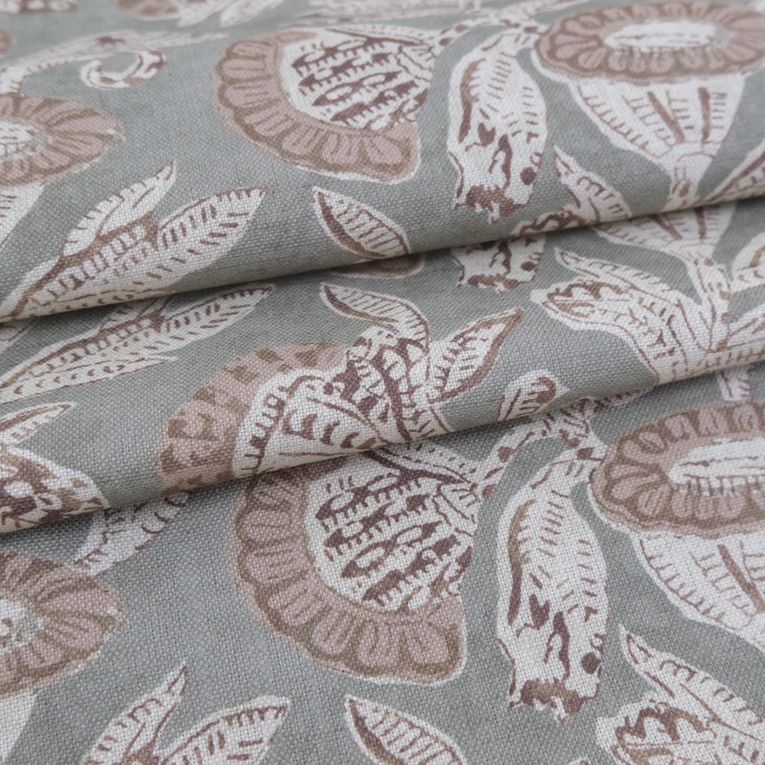 Sage Green Floral Fabric by the Yard Large Scale Print Light Green ...