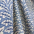 French Blue Botanical Fabric by the Yard Chateaucore Linen Look Cotton Slub Cream Floral Upholstery Drapery English Garden Home Decor