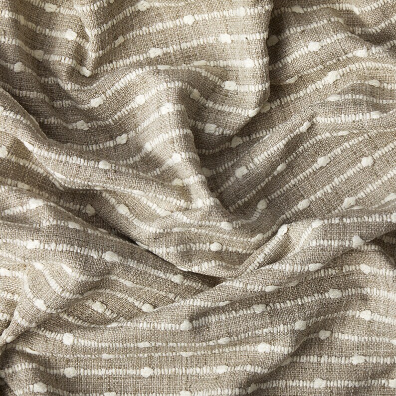 Sand Striped Fabric Warm Grey Chunky Slub Textured Material Furnishing