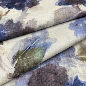 Blue Watercolor Floral Print by the Yard Designer Abstract Prussian Material Drapery and Curtain Fabric Table Linen Home Decor Cushion Cover 画像 8
