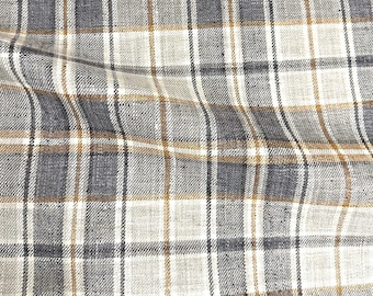 Charcoal Gold Plaid Fabric Yardage Masculine Scottish Plaid Light Grey Country Farmhouse Decor Tartan Fabric Sectional Sofa Pillow Textile