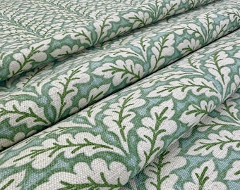 Green Botanical Fabric by Yard Leaf Print Classic Garden Textile Designer Home Decor Heavy Upholstery Drapery Sewing Slub Linen Material