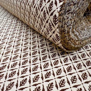 Diamond Motif Fabric by Yard Brown Botanical Cotton for Upholstery Drapery Textile Small Scale Pattern Home Decor Material Curtain Sewing image 3