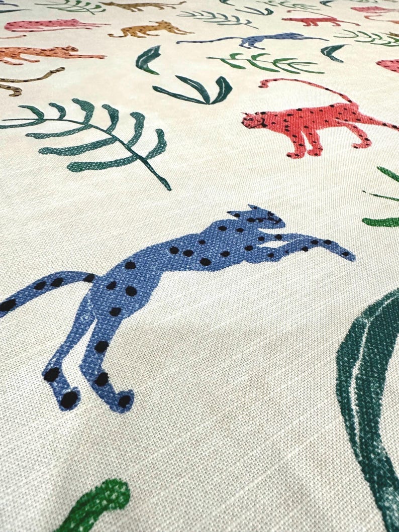 Jungle Fabric Cotton Big Cat Print Safari Nursery Fabric by Yard Colorful Animal Print Tropical Leopard Quilting Material Home Decor Sewing image 8