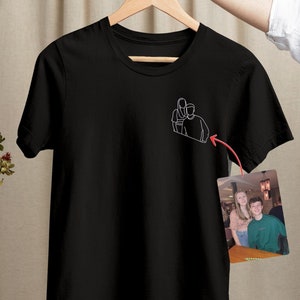 Embroidered Custom Photo Tshirt, Personalized Photo Shirt, Outline Portrait Photo On Sweatshirt/Hoodie/Shirts, Couple Matching, Gift for Him