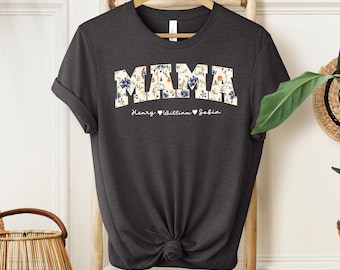 Personalized Mom Shirt with Kids Names, Floral Mama Life Shirt, Custom Mom Shirt, Personalized Mama Crewneck Shirt, Mother's Day Gift