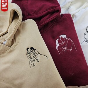 Embroidered Couple Photo Hoodie, Custom Embroidered Matching hoodie