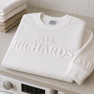 Personalized Future Mrs Sweatshirt, Custom Bridal Shower Puff Print Sweatshirt,