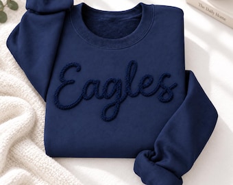 Custom Chenille Varsity Sweatshirt, Personalized Team Name Crewneck, 3D Embroidered Letterman Pullover, School Spirit Gift