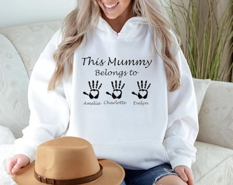 This Mummy Belongs Hoodie, Custom Mama Sweatshirt, Personalized Kids Name Sweater, New Mom Hoodie, Mother's Day Present, Mum Birthday Gift