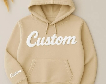 Custom Mascot Hoodie, Embossed Puff Print Sweatshirt, Custom Team Name Sweatshirt, Custom 3D Raised Text Hoodie,School Spirit Sweatshirt