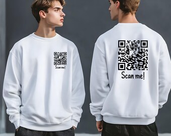 Custom QR Code Sweatshirt, Hidden Message Code Sarcastic Sweatshirt, QR Code Sweater, Unisex Adult Hoodie and Shirts, Funny Gift for Him Her