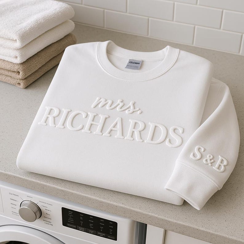 Personalized Future Mrs Sweatshirt, Custom Bridal Shower Puff Print Sweatshirt,