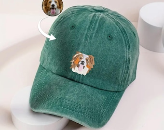 Custom Embroidered Dog Hat, Personalized Cat Hat, Vintage Baseball Cap, Custom Pet Face Embroidery Hat, Dog Mom Dad Hat, Pet Lovers Gifts