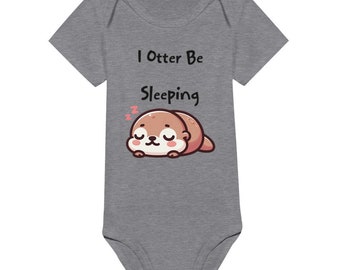 Cute Sleeping Otter Classic Baby Short Sleeve Bodysuit