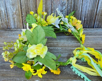 Easter Floral Crown | Spring Floral Crown | Yellow Floral Crown | Ostara Floral Crown | Flower Crown