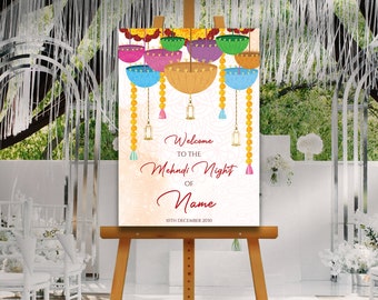 Mehndi Welcome Signs, Personalised Mehendi Umbrella Desi Decor, Mehndi Sign, Indian Decor Sign, Mendhi Umbrella, Henna Sign, Mehendi Welcome