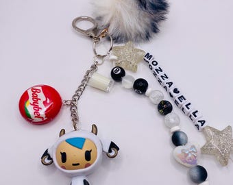 Toki doki mozzarella cow keychain