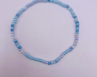 Aquamarine inspired theme seed bead beach bracelet
