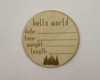 3.5" Hello World I Announcement Plaque