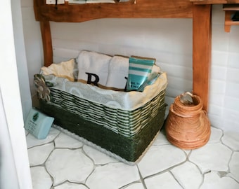 Handmade Green Container with Flowers