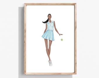 Tennis Fashion Illustration l Watercolor Wall Art Print
