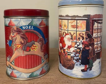 Set of 2 Vinatge Christmas 1990 and 1991 Tins, Vintage Hershey’s Tins, Vintage Holiday Tins