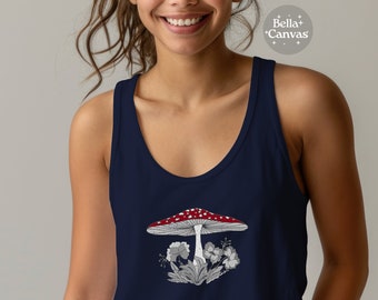 Hippie Mushroom Tank Top for Women - Retro Nature Shirt