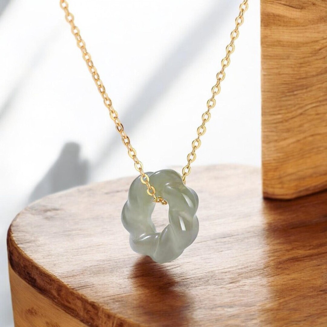 Collier En Jade Vert Émeraude Naturel 190 Carats - Fermoir Argent 925, Réglable 45-48 Cm