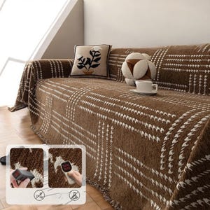 Simple Soft Couch Cover/Chenille Couch Cover/Stylish Couch Slipcover/Boho Sofa Cover/Home Decor Blanket/Couch Through Blanket/Gift For Her