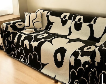 Flower Couch Cover/Chenille Couch Cover/Soft Floral Couch Cover/Boho Sofa Slipcover/Home Decor Blanket/Couch Through Blanket/Gift For Her