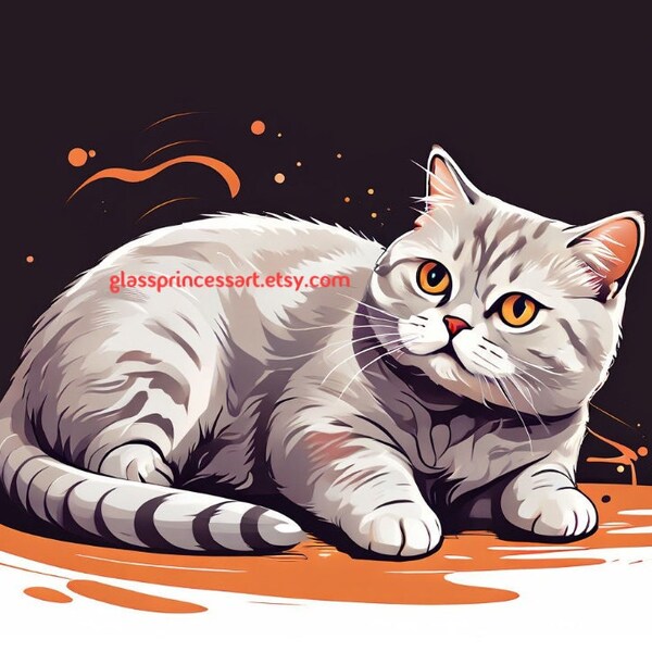 Silver British shorthair cat on the floor