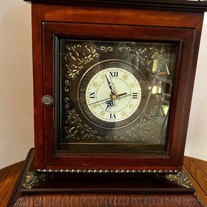 Clock Vintage Wood Mantel Clock With Secret Storage Battery Operated